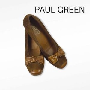 PAUL GREEN MUNCHEN Women's Brown Suede Nola Wedges with Bow Size 9